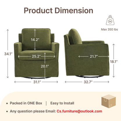 KISLOT Swivel Accent Chair Rocking Recliner 360 Degree Swivel Armchair Machine-Washable Cover for Nursery Living Room Bedroom