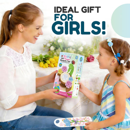 Wiyeang DIY Flower Bouquet Craft Kit for Kids, Water Absorbing Dyeing & Fabric Flowers, Light-Up Music Base, Bug Garden Theme, Creative Art Toy Gift for Girls Ages 3–6