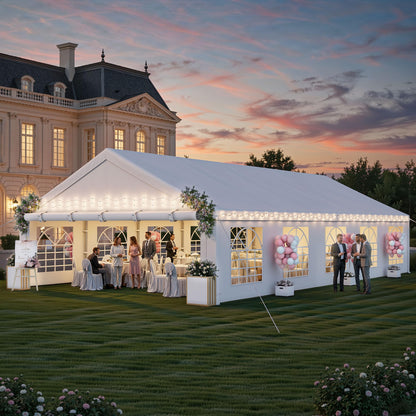 DWVO 20x33 ft Outdoor Heavy Duty Party Tent Wedding Event Shelters Upgraded Galvanized Canopy with Large White Roof, Removable Sidewalls