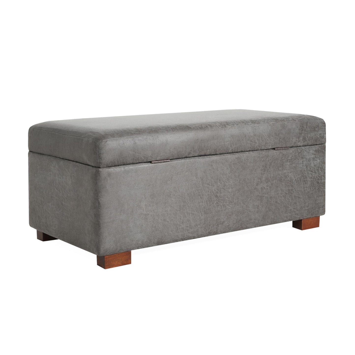 Christopher Knight Home Kaisa Rectangle Storage Ottoman, Wooden Frame Ottoman Bench with Large Seat for Living Room/Entryway, Comfy Seating Experience with Dense Foam Padding, Dark Grey