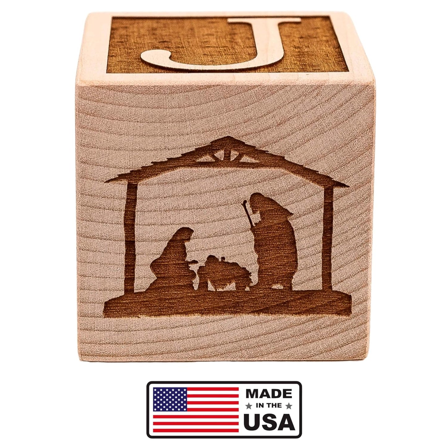 Palmetto Wood Shop Baby’s First Christmas Ornament - Laser Engraved Baby Block, Personalized Christmas Gift, Solid Wood