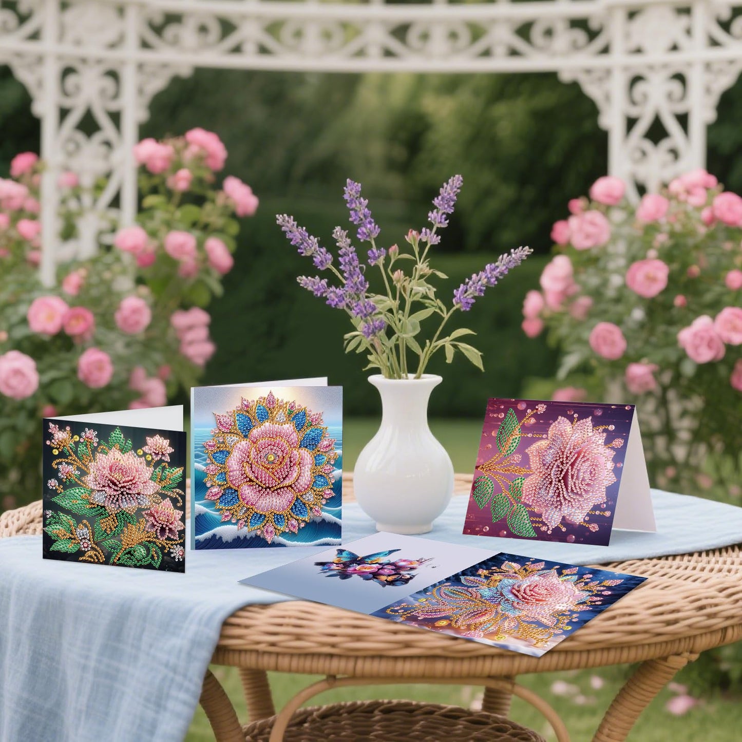 JZHYOAN 6Pcs Diamond Painting Cards Birthday Greeting Cards for Holidays Celebrations Diamond Art Card with Envelopes Crystal Arts Craft DIY Flower Gem Art Gem Painting Mosaic Kit for Adults