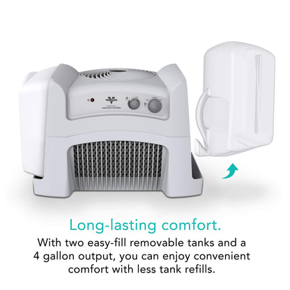 Vornado Evap40 Evaporative Humidifier with Adjustable Humidistat, 4-Gallon Capacity for Large Room Coverage up to 1,000 sq ft, 3 Speed Settings, Easy to Clean Dual Tank