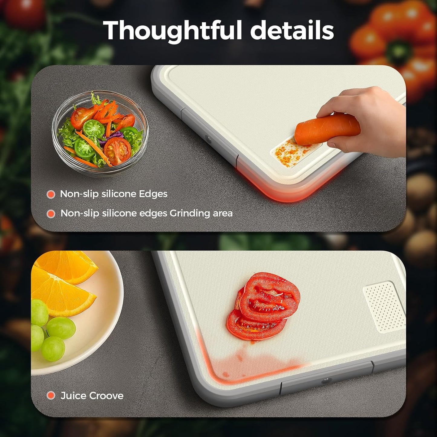 Sumzzz Stainless Steel Cutting Board - 2-in-1 Double-Sided Chopping Board, Large Non-Slip Design, 16”×11”
