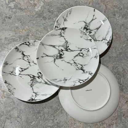 Marble Design Porcelain Dinner Accent Plates, Set of 4, 8 Inches