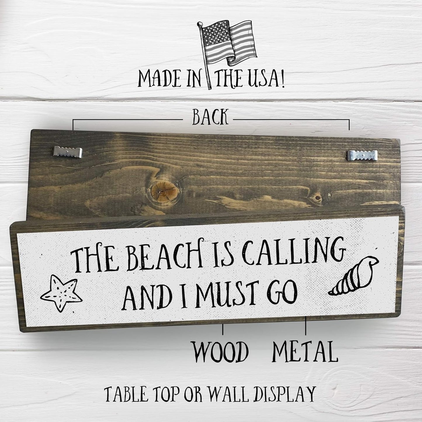Beach Wood Signs, Medium - Wood And Metal, The Beach Is Calling And I Must Go
