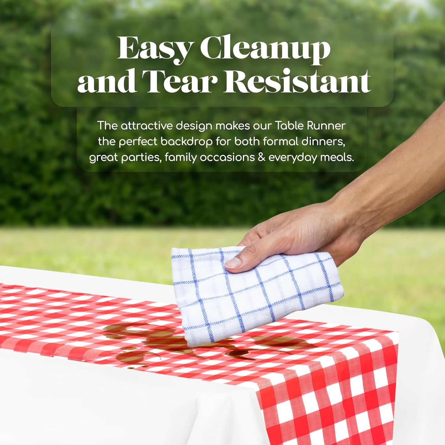 12 Pack 14 108 Inch. Red Gingham Checkered Premium Disposable Plastic Table Runner x Table Runner for Dinner Parties