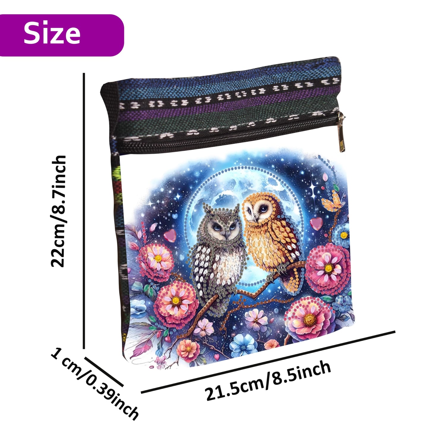 LSQFS 5D Diamond Art Crossbody Purse, DIY Diamond Art Kits for Adults Mosaic Handcraft Canvas Bag for Women, 8.5x8.7x0.39 Inch Lightweight Adjustable Shoulder Bag for Beach, Travel and Everyday