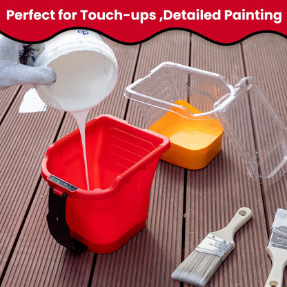 Mister Rui 4" Paint Bucket Hand Held, 8 Pack, Paint Cups, Paint Pail Liner with Lid, for Touch-ups, Crafts, and Coating Projects