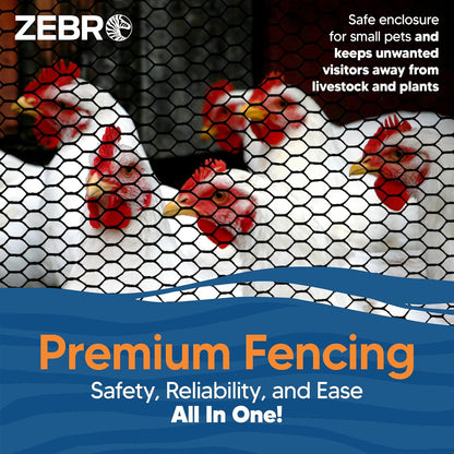 ZEBRO 3' 25' Plastic Chicken Wire Fence Lightweight Poultry Netting & Garden Fence for Chicken Coops, Pet Enclosures