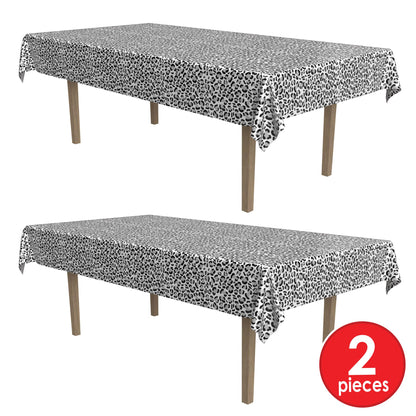 Beistle Snow Leopard Print Tablecover, 54” x 108”, 2 Piece – Plastic Table Cloth, Animal Print Tablecloth, Cheetah Party Decorations, Animal Safari Theme Decorations, Safari Table Cloth