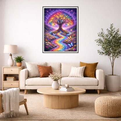 IOHEFY Rainbow Tree of Life Diamond Painting 12 x 16 Inch Full Drill Acrylic Diamond Art DIY Crystal Rhinestone Fantasy Landscape Artwork Nano Pearlescent Canvas Wall Decor Gift