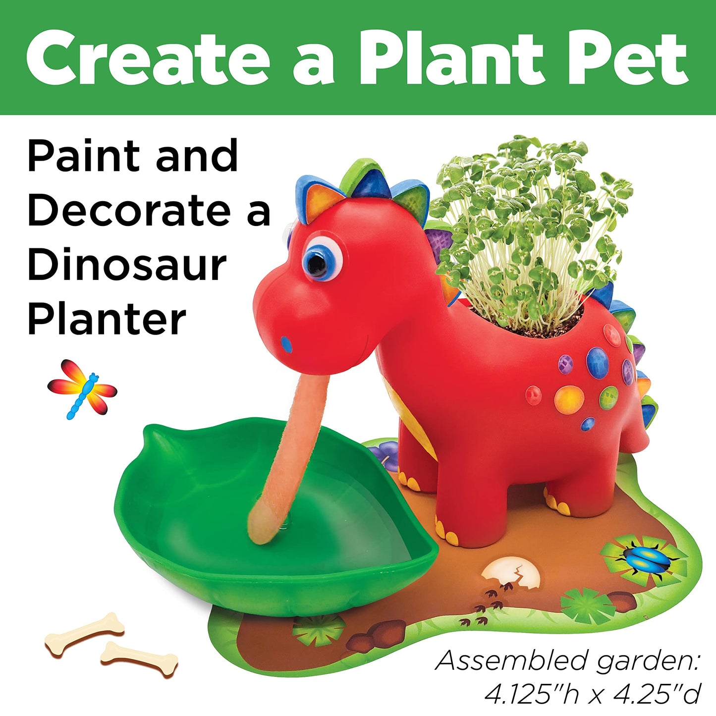 Creativity for Kids Dinosaur Self Watering Plant Pet, Kids DIY Kit, Dinosaur Crafts for Boys, Easter Basket Stuffers (Ages 6+)