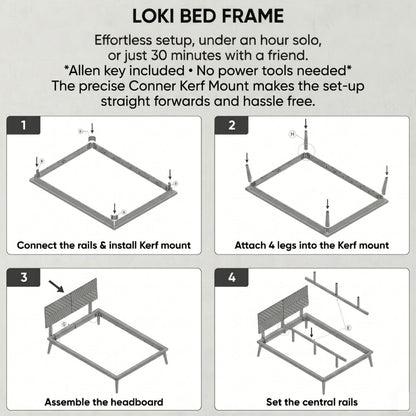AllForWood Loki Solid Wood Bed Frame King, Premium Platform Bed with Chevron Headboard Design and Wood Slat Support, Easy Assembly, No Box Spring Needed, Mid-Century Modern Minimalist Styles (Walnut)