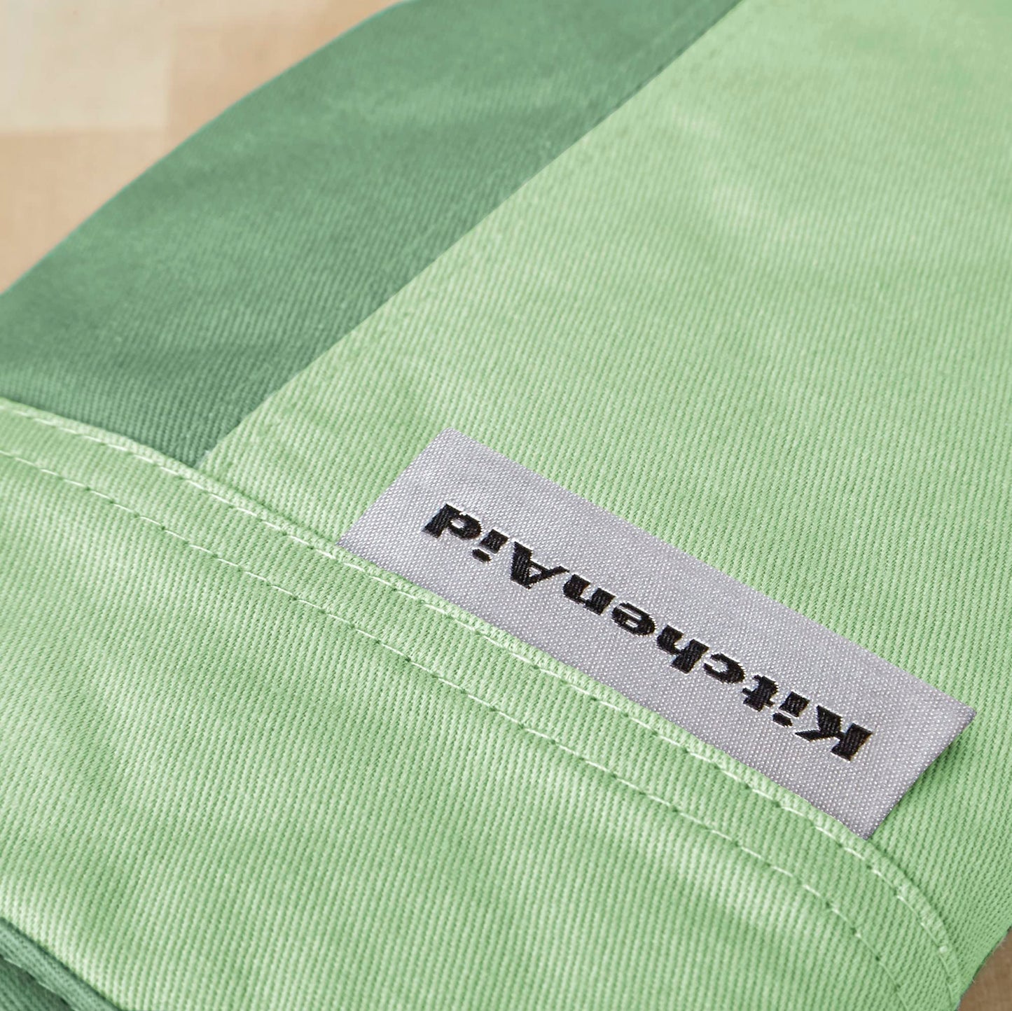KitchenAid Beacon Two-Tone Non-Slip Oven Mitt Set, Pistachio/Graphite Green, 5.75"x13", 2 Piece