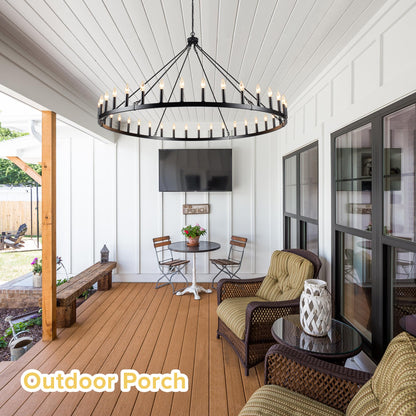 YLCHYTDZSW 60" Black Wagon Wheel Chandelier 36 Light Large Farmhouse Chandeliers for High Ceiling Hanging Modern Round Pendant Lighting Fixture for Living Room Foyer Entryway Dining Room Kitchen