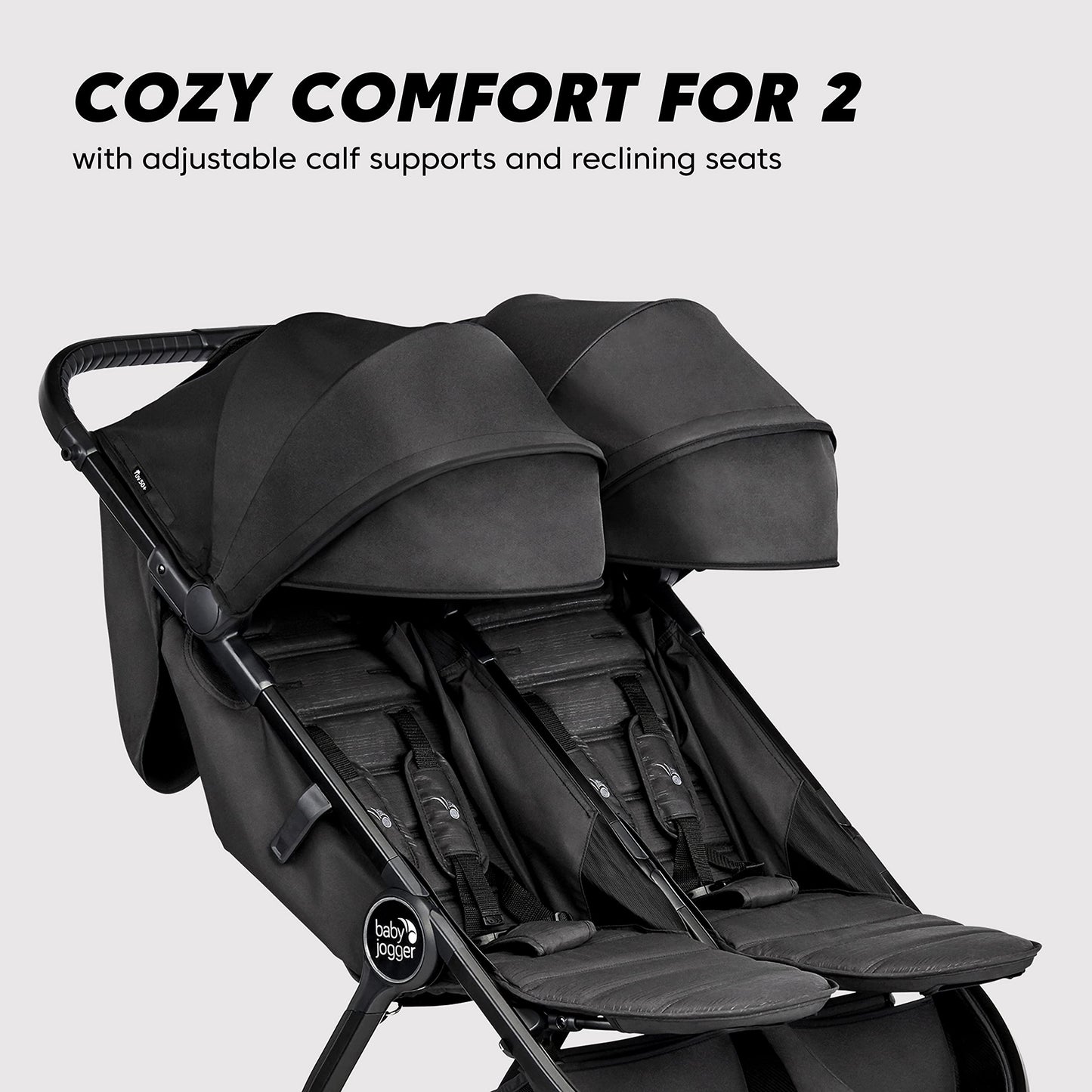 Baby Jogger® City Tour 2 Side by Side Double Stroller, Compact Twin Stroller Design, Easy-To-Maneuver, Fits Through Standard Doorways, Compact One-Step Fold Design, Baby Travel Essential, Pitch Black