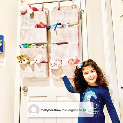 Delta Children 4 Pocket Over The Door Hanging Organizer, 2 Pack, Easy Storage Solution, Pink