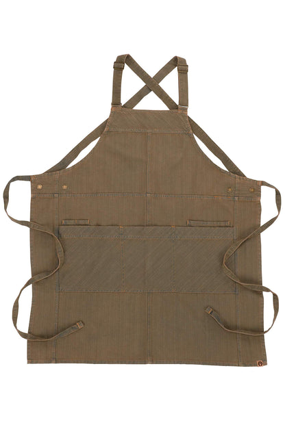 Chef Works Unisex Uptown Cross-Back Bib Apron, Blue Taupe, One Size