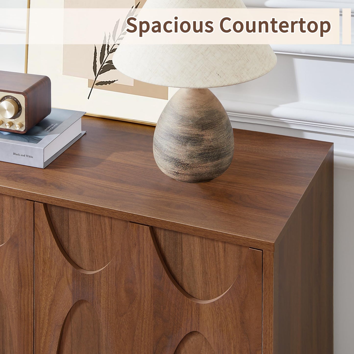 Bifins Sideboard Buffet Cabinet with Storage Set of 3, 94.5” Mid Century Modern Storage Cabinet with Adjustable Shelf and 6 Doors for Dining Room, Living Room,Entry