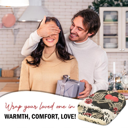GEEMBI Anniversary Couples Gifts for Women Men - Fleece Throw Blanket for Couch Bed 50x60 in - Wedding Anniversary Birthday Gifts for Boyfriend Girlfriend Her Him Wife Husband, Gothic Blanket
