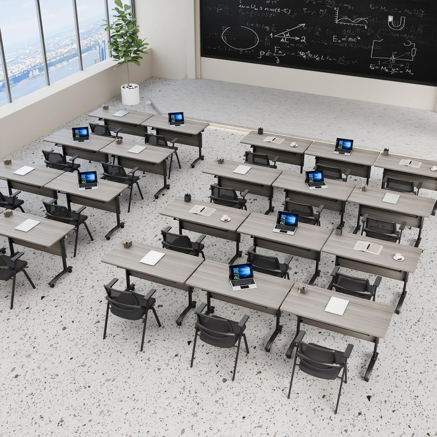rzoizwko 4 Pack Folding Conference Table with Wheels,Heavy-Duty Flip-Top Foldable Conference Training Table System,Rolling Conference Room Tables for Office, Classroom Meeting Rooms,55.1IN