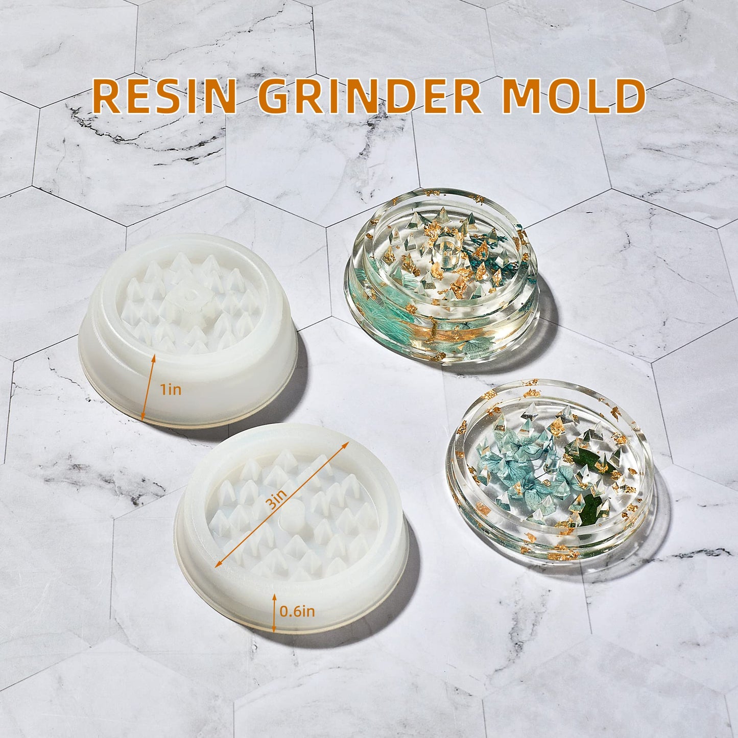3-Piece Silicone Molds for Epoxy Resin, Including Rolling Tray, Pudding Jar with Lid and Grinder Molds for Resin Casting, DIY Silicone Moulds Kit for Storage and Decoration