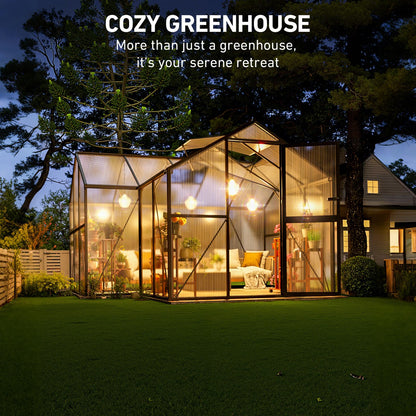 12X12FT Green Houses for Outside, Large Greenhouse for Outdoors and Garden Planting, Walk in Greenhouse Kit with Electronic Thermometers, Withstands Strong Wind or Snow to Protect Vegetables or Plants