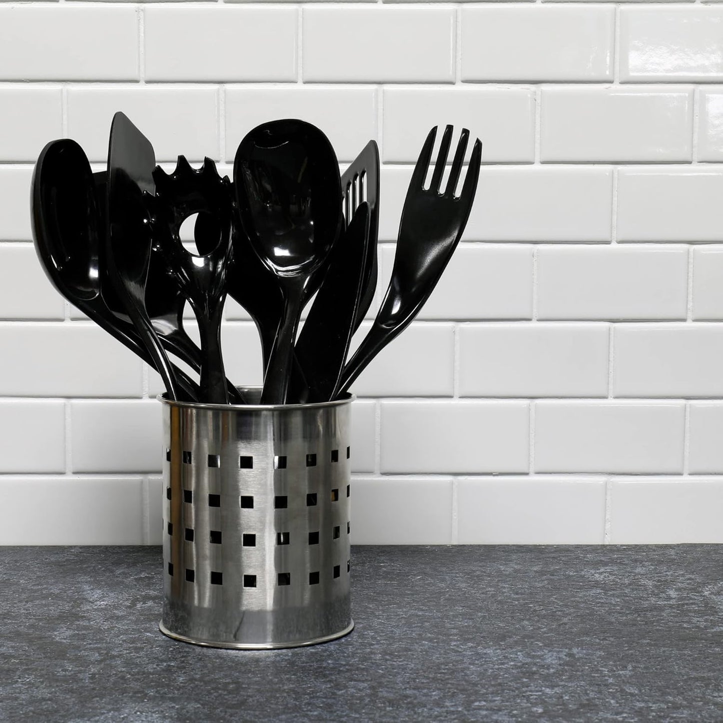 Chef Craft Basic Melamine Kitchen Tool Set, 9 Piece Utensils, Black