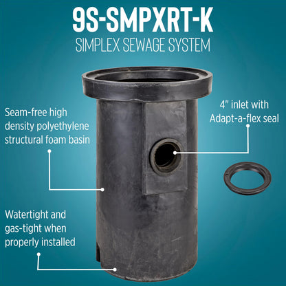 Little Giant 9S-SMPXRT-K 4/10 HP, 115-Volt, 6000 GPH Pre-Packaged Simplex Sewage Basin/Pump System - Assembly Required, Black/Blue, 509074