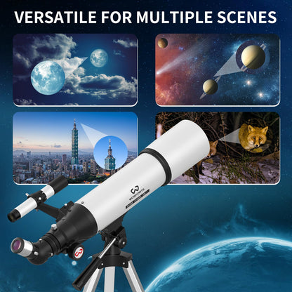 WOSPORTS Telescope for Adults High Powered, 90mm Aperture 600mm Astronomy Portable Professional Refractor Telescope for Beginners, Magnification 180X, with Adjustable Tripod, Phone Adapter, Carry Bag
