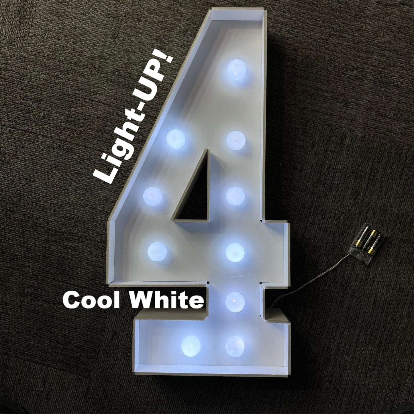 FAYLISVOW 2.4FT/28.74in Marquee Light up Numbers Marquee Number 2 with White Lights for Birthday Party Large Mosaic Frame Letter Cardboard Pre-Cut Giant Cut-Out Thick Foam Board Sign DIY Decorations