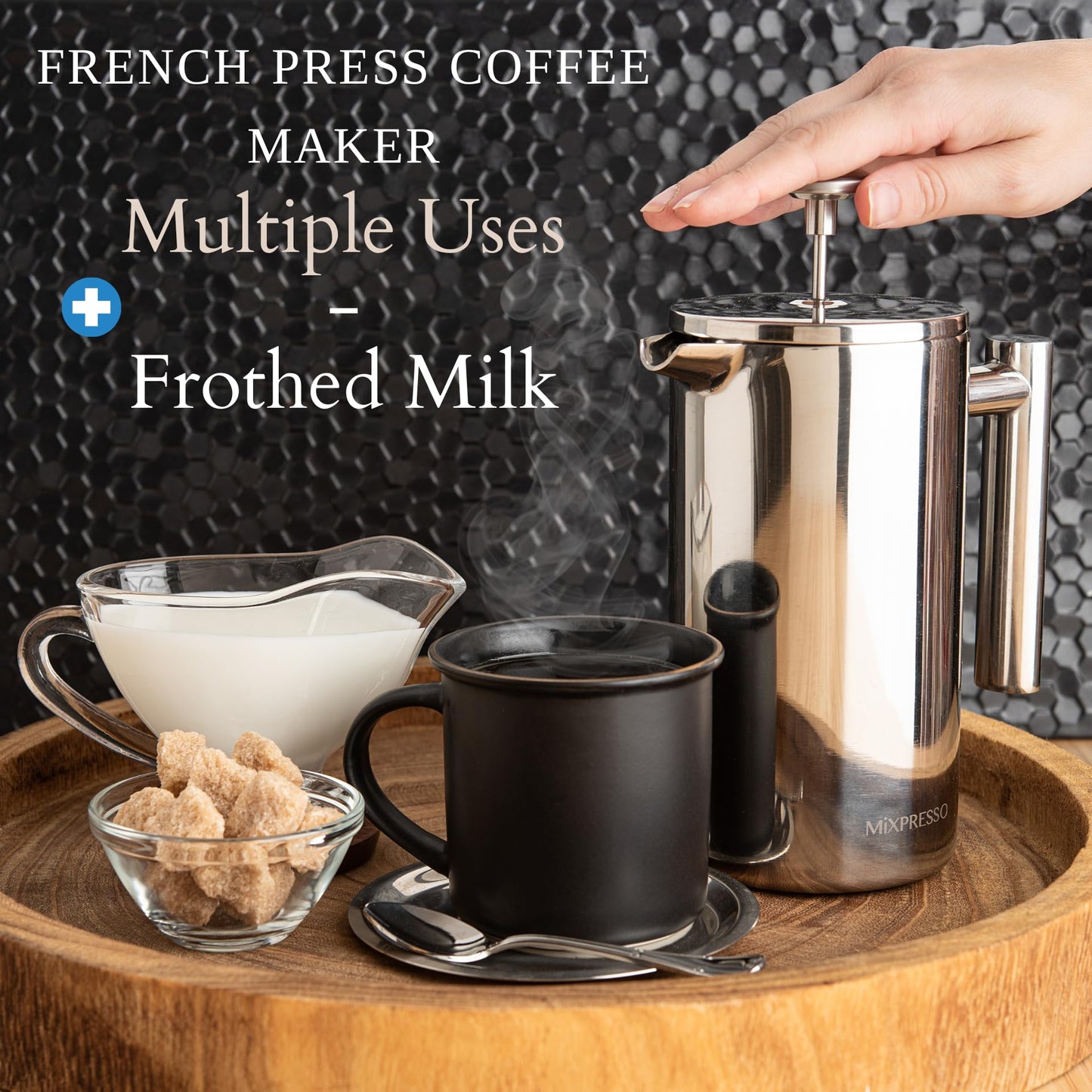 Mixpresso Stainless Steel French Press Coffee Maker 26 Oz 770 ml, Double Wall Insulated French Press Stainless Steel, Easy Clean Tea Brewer, Easy Press Durable Metal Coffee Press
