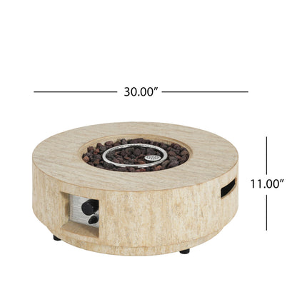 Christopher Knight Home Hearth Outdoor Fire Pit and Tank Holder Set, Lightweight Concrete Tank Table, 40000BTU Round Fire Pit, Concrete Patio Fire Table, No Assembly Needed, Travertine Beige