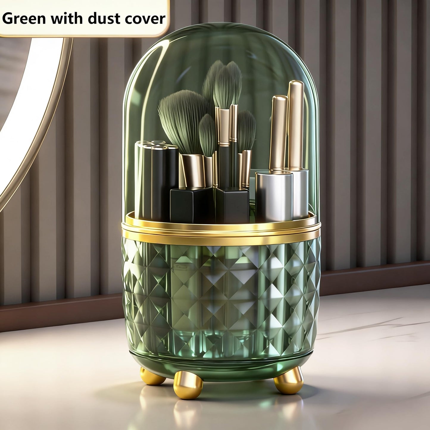 GOTOBA 360° Rotating Dust-Proof Multi-Purpose Storage Organizer - Perfect for Silverware, Utensils (Forks, Knives) & Makeup Brushes, Countertop Holder for Kitchen & Vanity