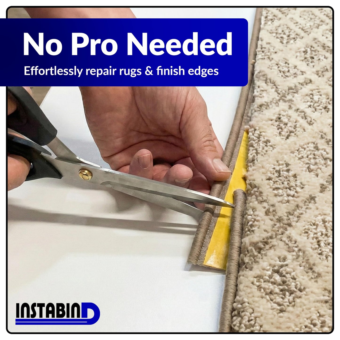 Instabind 54 ft Roll Premium Carpet Edge Binding – Regular Style Carpet Edge Trim - Do-It-Yourself Glue On Rug Edging - Durable & Easy Finishing for Rug Edges - USA Made Flooring Products, Malt