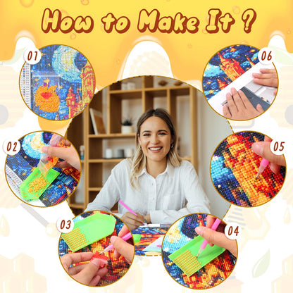Tractor Deer Diamond Painting Kits for Adults, DIY 5D Vehicle Diamond Art Full Drill for Adult, for Beginner Home Wall Decor Gift 12x16in/30x40cm