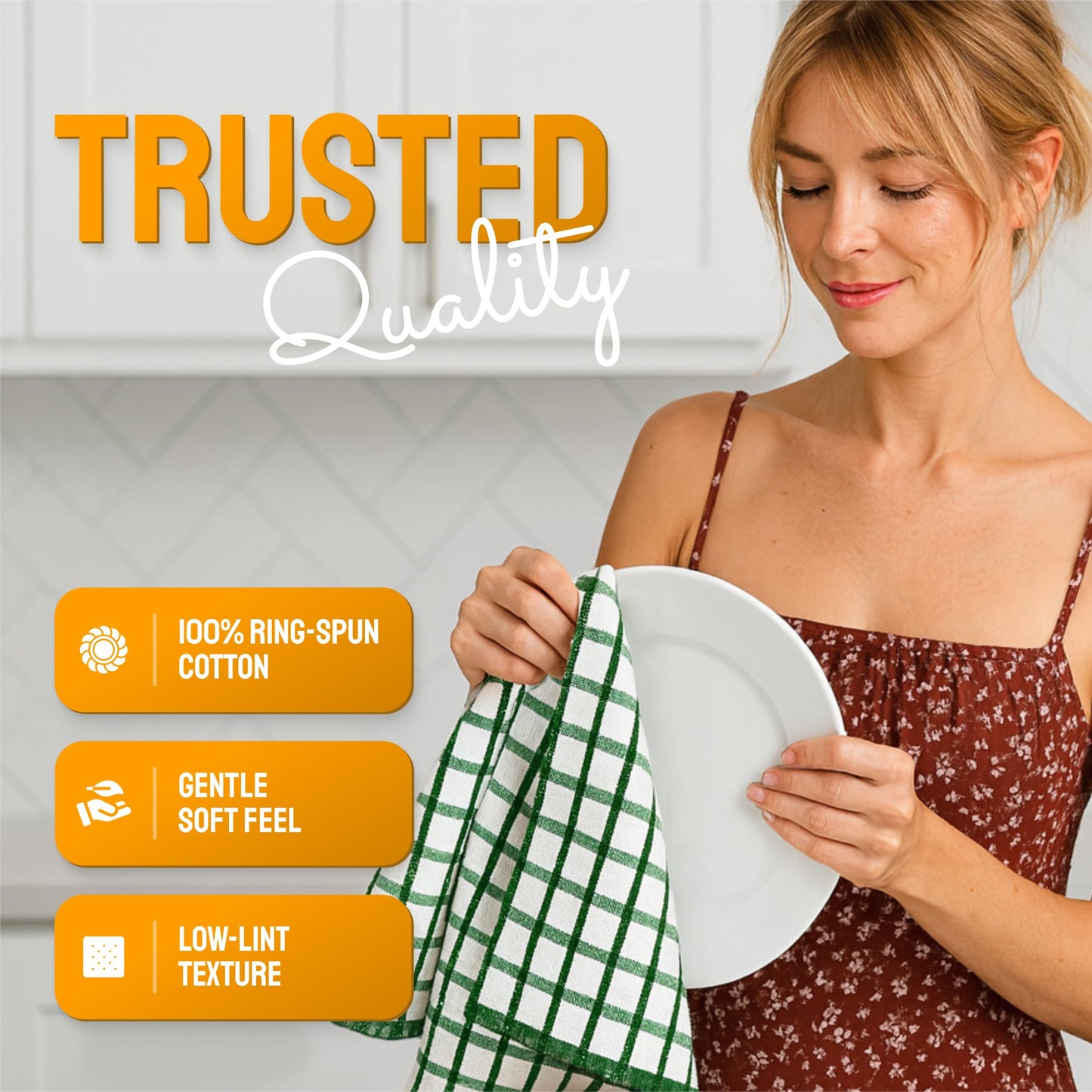 Premium Dish Towels for Kitchen, 8 Pack, 16x26 - 100% Cotton Kitchen Towels with Hanging Loop, Ultra Absorbent and Thick 410 GSM, Multicolor