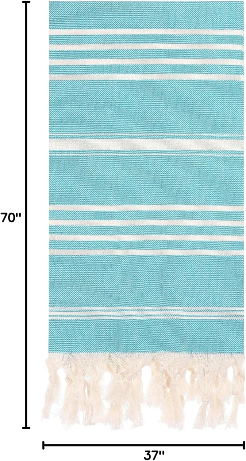 Cacala Turkish Hand Loomed Towels, 100% Cotton Sultan Series, 37" x 70" for Shower, Spa, Pool, Gym, Yoga