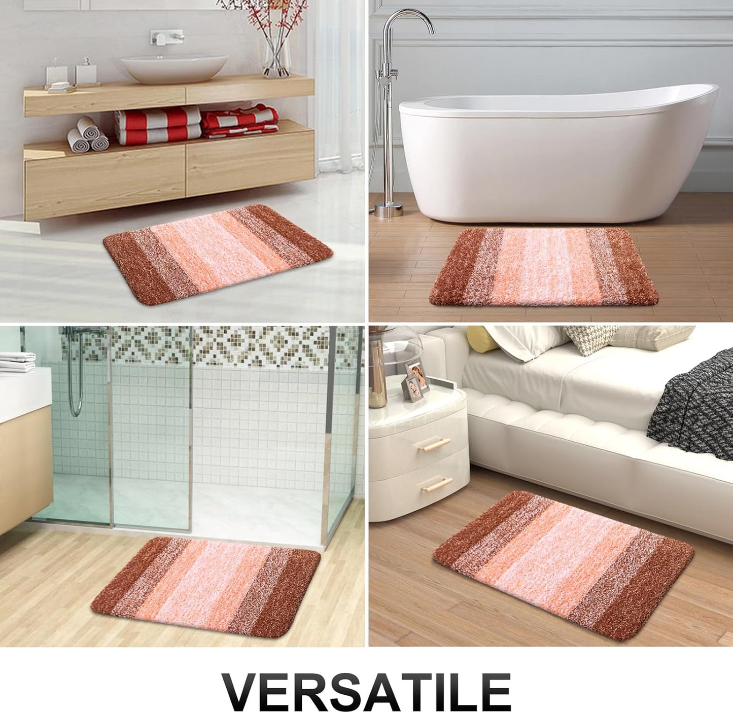 OLANLY Large Bathroom Rug Mat - Extra Soft Microfiber, Quick Dry & Machine Washable | 45x27, Orange