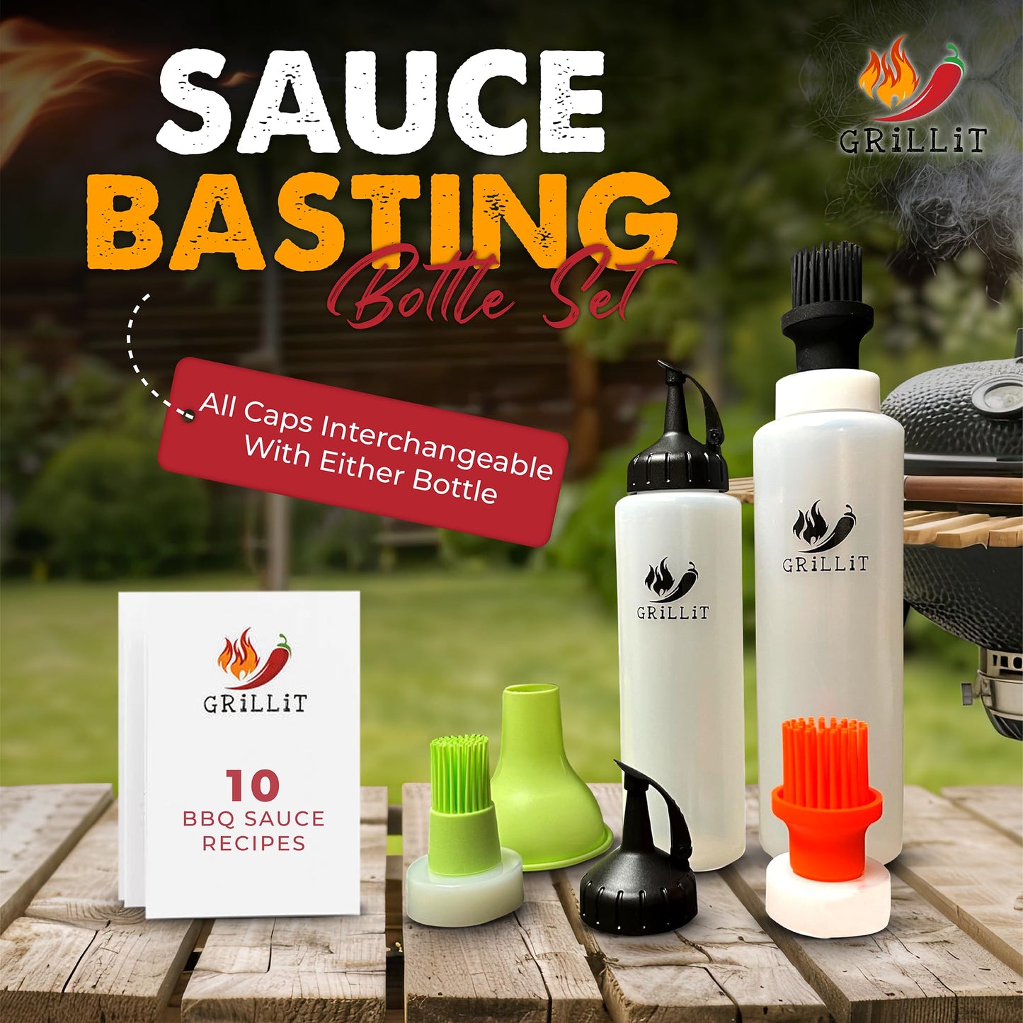 BBQ Brushes for Sauce – Silicone Basting Brush Dispenser for Grilling, Roasting & Baking - BBQ Sauce Bottles for Cooking, Marinades and Oils – Grilling Accessories & Gifts for Men