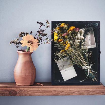 Hodeframe Shadow Box Frame with Removable Shelves, Black 12x16 Deep Memory Box Display Case for Keepsake Collectibles, Coins Military Medals Pins Wedding Flowers