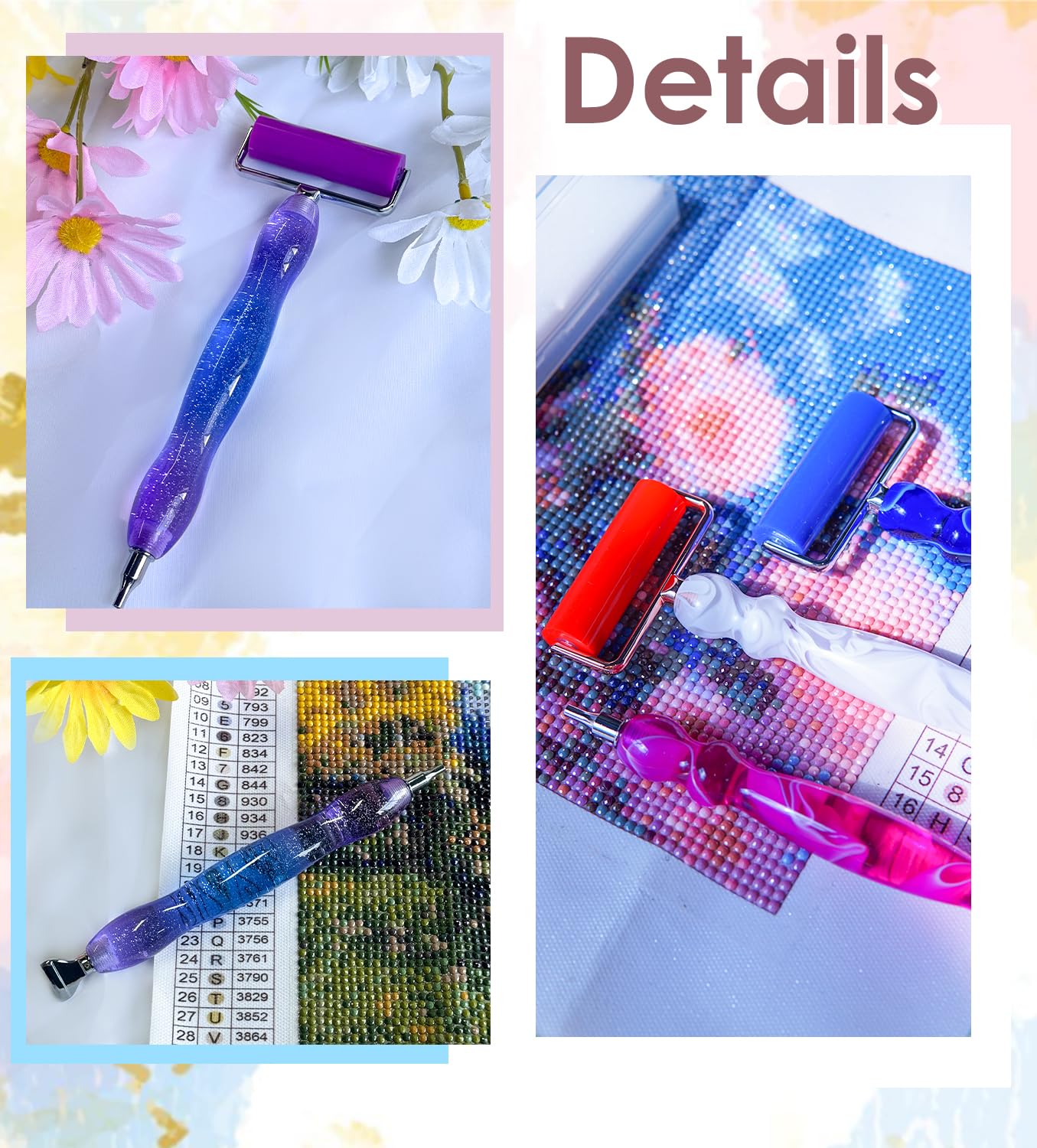 Hailivike 25PCS Threaded Diamond Art Tools, 40% Thicker Diamond Painting Pen Anti-Loosen (2xGradient Pen Set)
