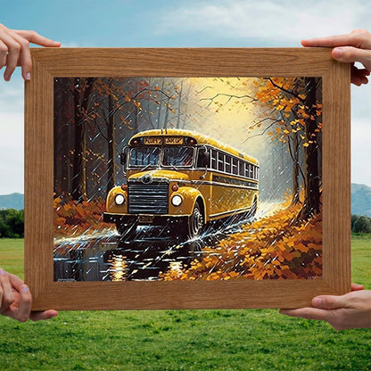 EATUKYIC Diamond Art Painting Kit for Adults School Bus Track Bus by Number Kits Gem Art Wall Home Decor 12x16inches/30x40cm