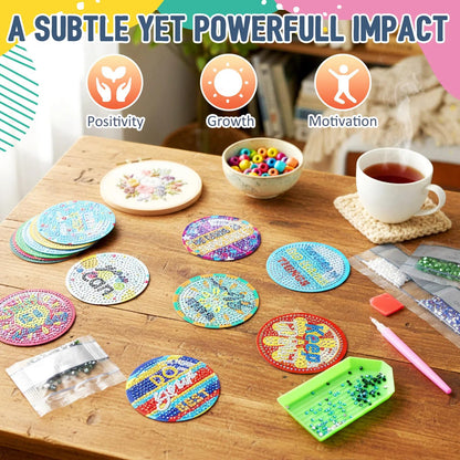 Relaxweex 16 Pcs Diamond Inspirational Refrigerator Magnets Gifts Diamond Motivational Painting Refrigerator Magnets DIY Positive Affirmation Emblems Gifts for Adults Locker Whiteboard Home Crafts