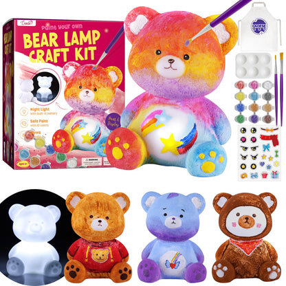 LAOESE Paint Your Own Bear Lamp Kit, Art Supplies Bear Painting Kit for Kids 6-12, Arts and Crafts for Kids Ages 8-12, Bear Toy Girls Boys Birthday Gifts for Kids Ages 3 4 5 6 7 8 9 10 11 12+