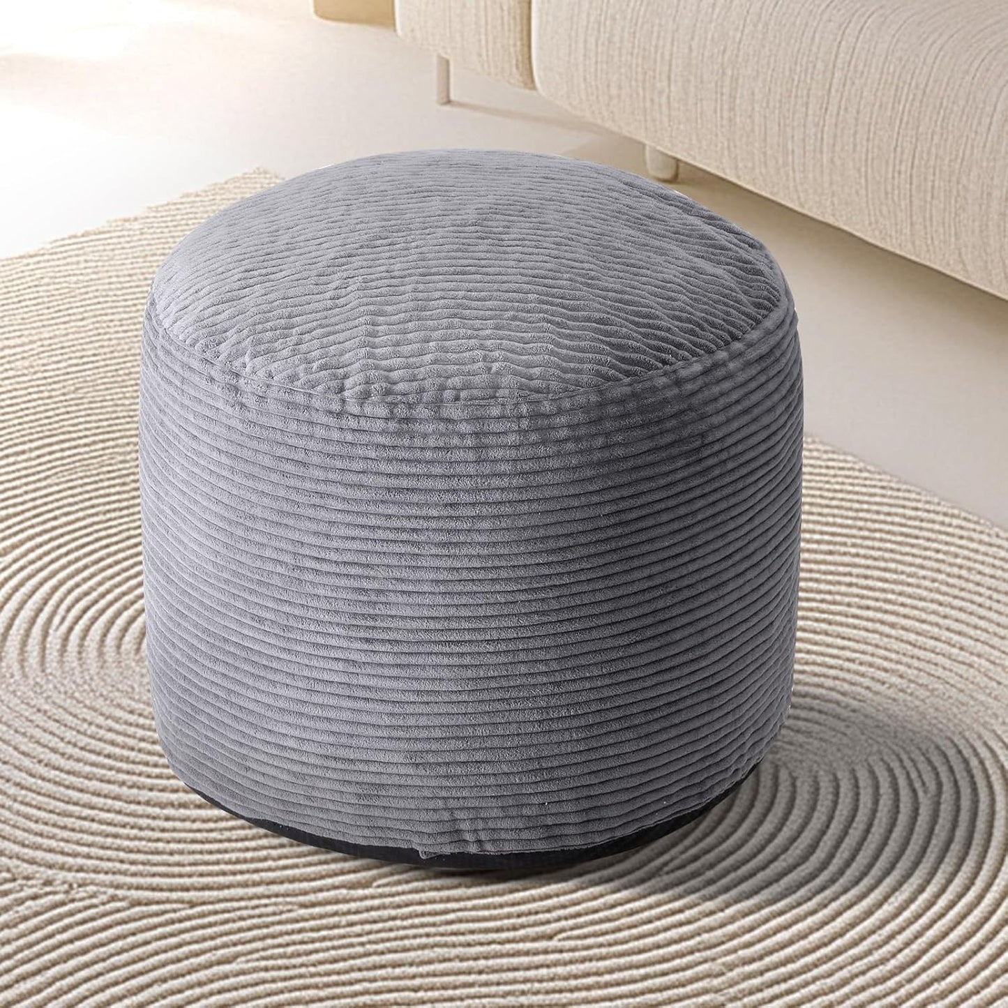20"x 15" Dual-Size Corduroy Footrest with Hidden Zipper Ergonomic Memory Foam Ottoman Poufs for Office Desks, Couches