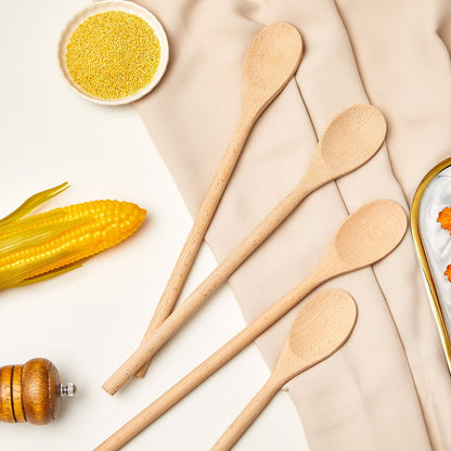 40 Pieces Wooden Spoons for Cooking Bulk 12 Inch Long Handle Cooking Mixing Oval Spoons Tasting Mixing Baking Serving Utensils, Wooden Decorative Spoon Gifts for Bridal DIY Carving Crafts, Drawing