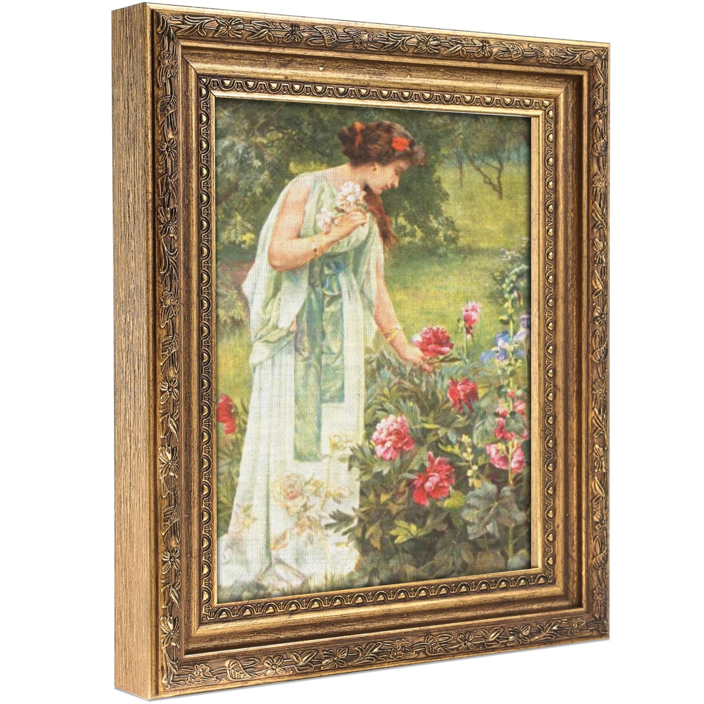 Abtgt 8x10 Canvas Floating Frame, Depth 2cm, Matte Gold Antique Ornate Canvas Frame for Oil Painting Art Prints, Vertical or Horizontal Wall Display, 1 Pack