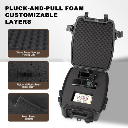 EPDEDICATED Waterproof Hard Case for DSLR Cameras and Drones with Customizable Foam, TSA Ready Lock, Carry On Size Camera Backpack (Black)